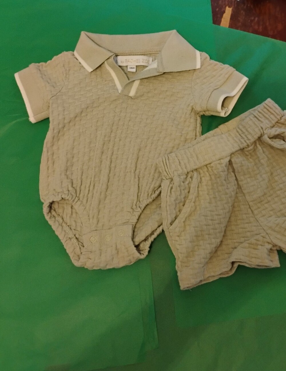 Rachel Zoe Quilted Polo Romper & Shorts Set - Light Sage